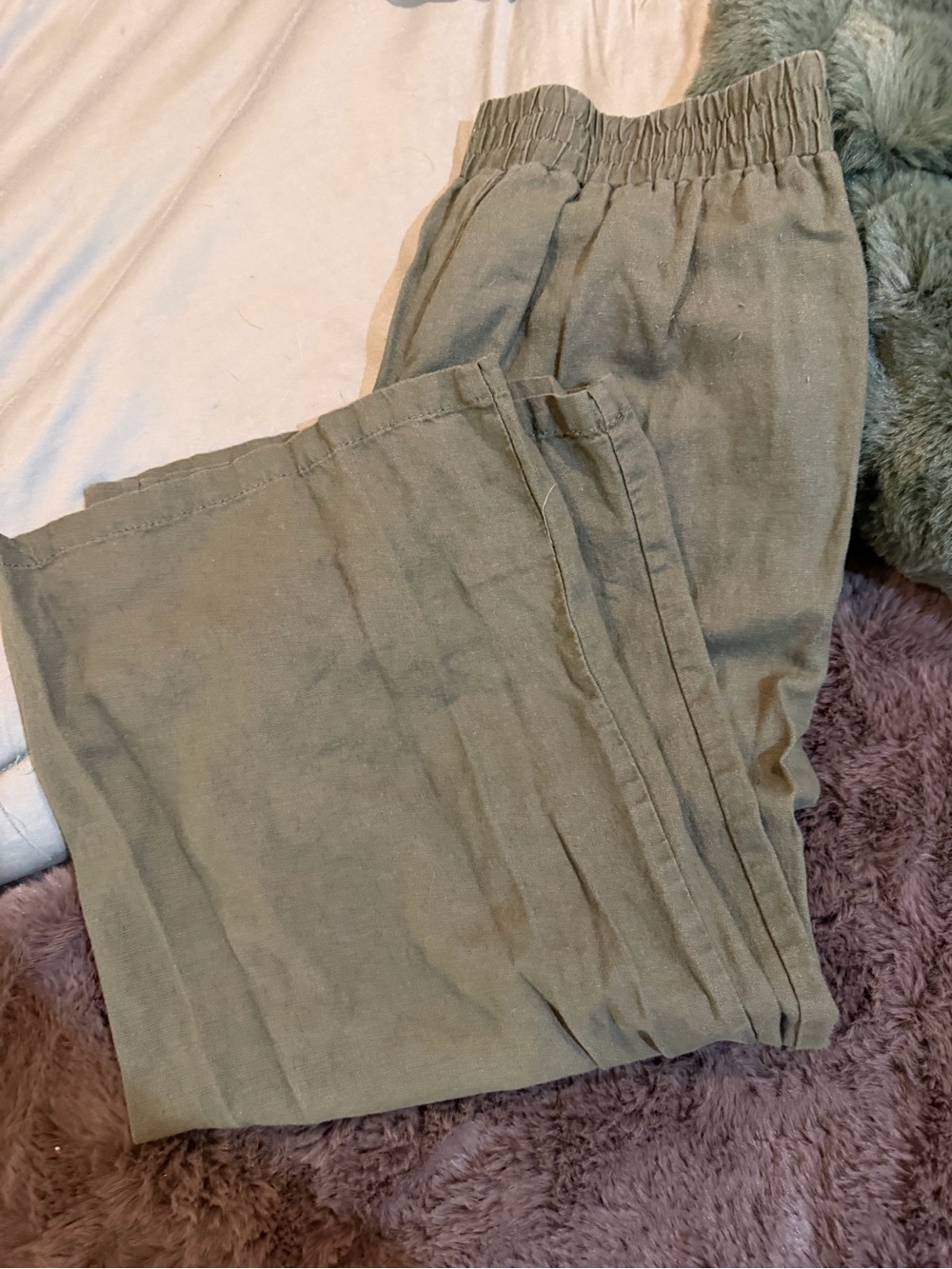 Olive green canvas pants